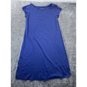 Eileen Fisher Dress Womens XS Cotton Cap Sleeve Shirtdress Midi‎ Pullover Blue